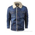 OEM-kundenspezifische Herren-Fleece-Blau-Denim-Jacke-Stickerei